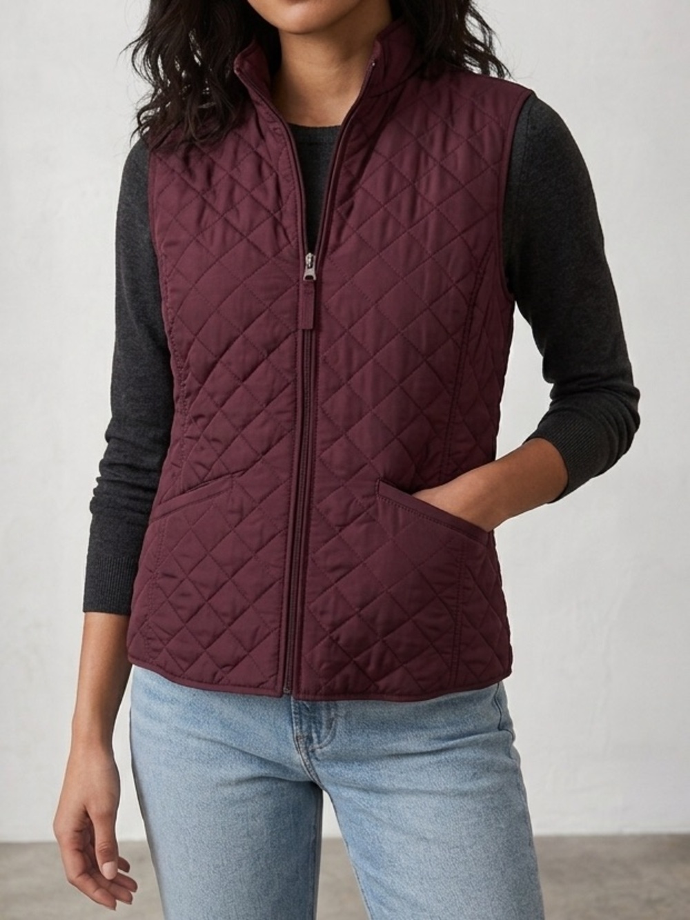 Vintage Van Heusen Quilted Sleeveless Vest - Wine